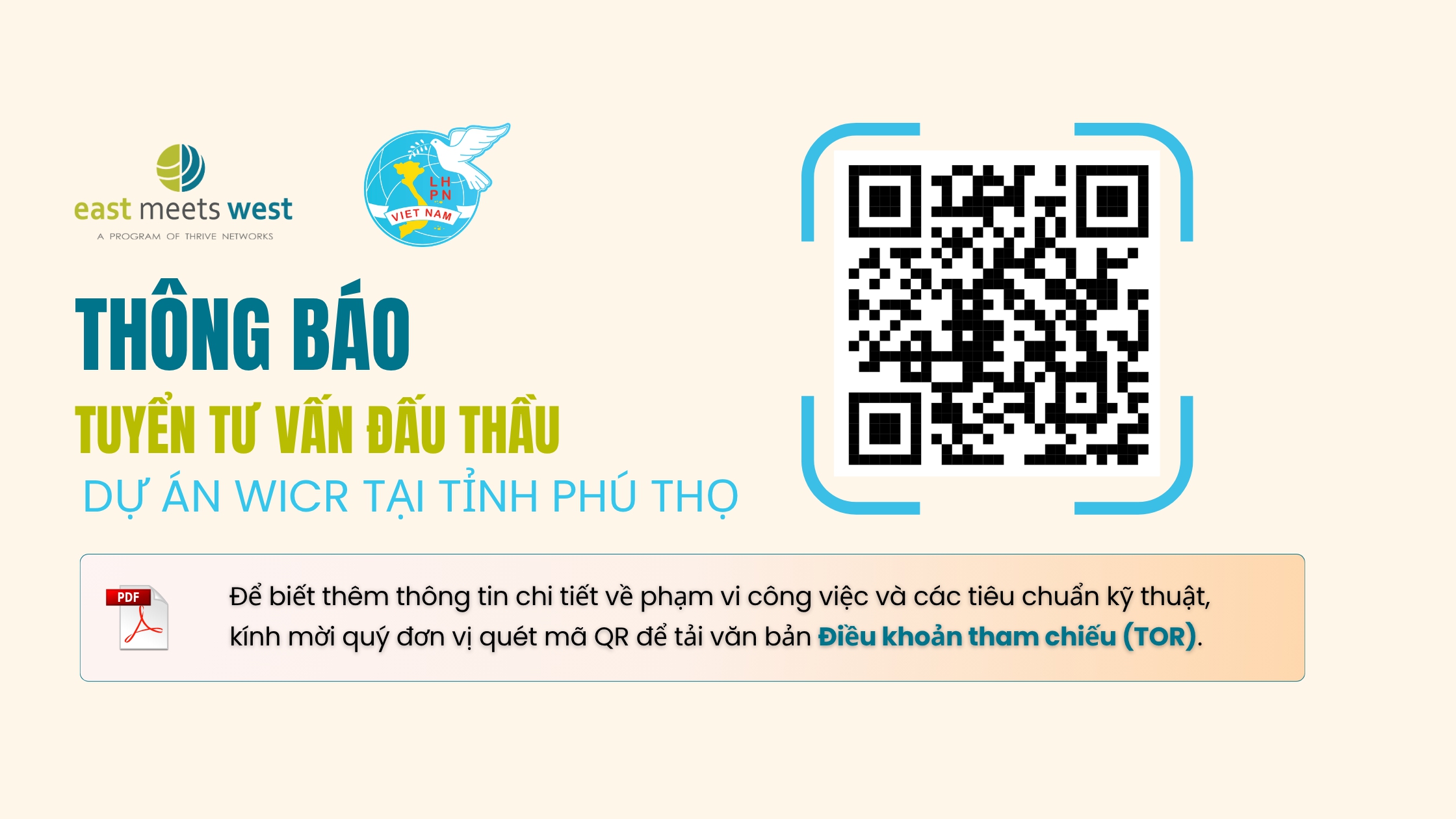 EMWF TUYỂN ĐƠN VỊ TƯ VẤN ĐẤU THẦU CHO DỰ ÁN WICR TẠI TỈNH PHÚ THỌ